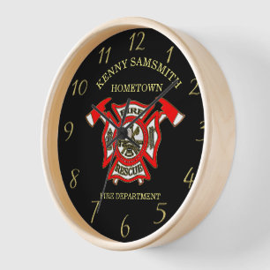 Logo der Feuerwehr Gold und Rotes Abzeichen mit Ac Uhr
