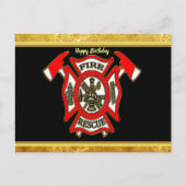 Logo der Feuerwehr Gold und Rotes Abzeichen Postkarte (Vorderseite)