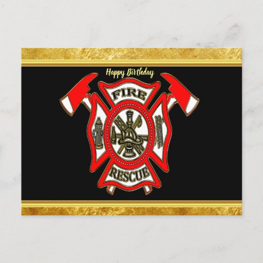 Logo der Feuerwehr Gold und Rotes Abzeichen Postkarte (Vorderseite)
