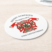 Logo der Feuerwehr Gold und Rotes Abzeichen Runder Pappuntersetzer (Angewinkelt)