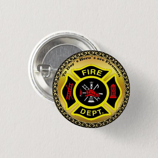 Logo der Feuerwehr Schwarz-Gelb-Abzeichen Button (Vorne & Hinten)