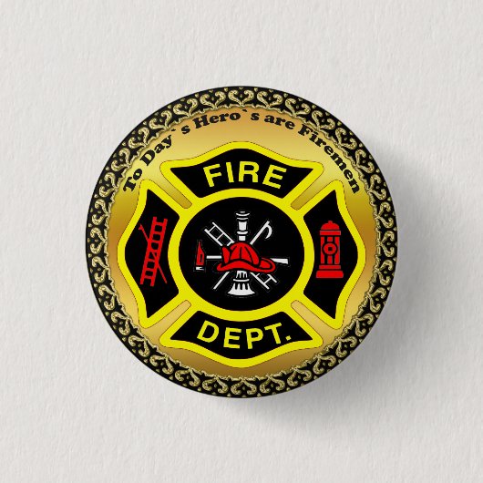 Logo der Feuerwehr Schwarz-Gelb-Abzeichen Button (Vorderseite)