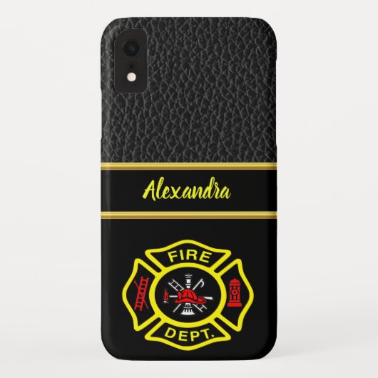 Logo der Feuerwehr Schwarz-Gelb-Abzeichen Case-Mate iPhone Hülle (Rückseite)