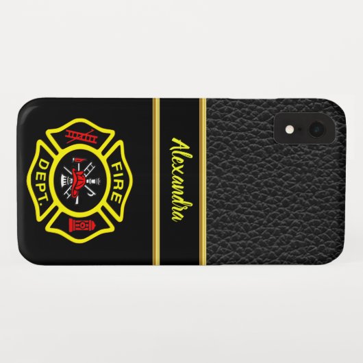 Logo der Feuerwehr Schwarz-Gelb-Abzeichen Case-Mate iPhone Hülle (Rückseite (Horizontal))