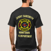 Logo der Feuerwehr Schwarz-Gelb-Abzeichen T-Shirt (Rückseite)