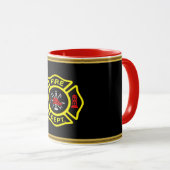 Logo der Feuerwehr Schwarz-Gelb-Abzeichen Tasse (VorderseiteRechts)