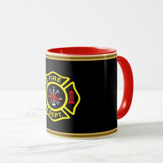 Logo der Feuerwehr Schwarz-Gelb-Abzeichen Tasse (VorderseiteRechts)
