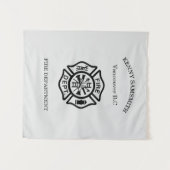 Logo der Feuerwehr Schwarz und Weiß Wandteppich (Vorderseite (Horizontal))