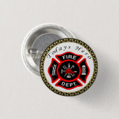 Logo der Feuerwehr Schwarzes und Rotes Abzeichen Button (Vorne & Hinten)