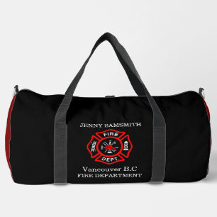 Logo der Feuerwehr Schwarzes und Rotes Abzeichen Duffle Bag