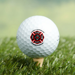 Logo der Feuerwehr Schwarzes und Rotes Abzeichen Golfball