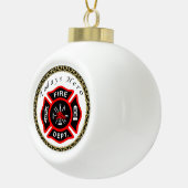 Logo der Feuerwehr Schwarzes und Rotes Abzeichen Keramik Kugel-Ornament (Rechts)