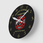 Logo der Feuerwehr Schwarzes und Rotes Abzeichen Runde Wanduhr (Winkel)
