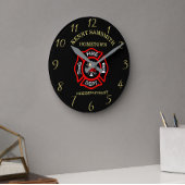 Logo der Feuerwehr Schwarzes und Rotes Abzeichen Runde Wanduhr