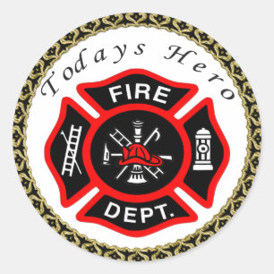 Logo der Feuerwehr Schwarzes und Rotes Abzeichen Runder Aufkleber