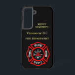 Logo der Feuerwehr Schwarzes und Rotes Abzeichen Samsung Galaxy Hülle<br><div class="desc">Brandabteilung Logo Schwarz und Rot Abzeichen mit Brandketten und Leiter. Ideal für Feuerwehrleute und erste Befragte. Personalisieren Sie Ihre Zuhause mit Ihrem Namen und Ihrer Abteilung und mehr.monogram</div>