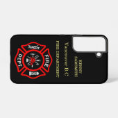 Logo der Feuerwehr Schwarzes und Rotes Abzeichen Samsung Galaxy Hülle (Rückseite (Horizontal))