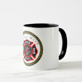 Logo der Feuerwehr Schwarzes und Rotes Abzeichen Tasse (VorderseiteRechts)