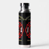 Logo der Feuerwehr Schwarzes und Rotes Abzeichen Trinkflasche (Links)