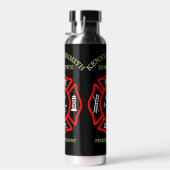 Logo der Feuerwehr Schwarzes und Rotes Abzeichen Trinkflasche (Rechts)