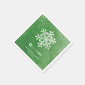 Logo der Firma Aquarellschneeflocke grün Weihnacht Serviette (Ecke)