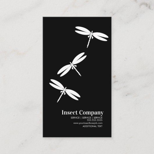 Logo der Firma Dragonfly Pest Kontrolle Schwarz-we Visitenkarte (Vorderseite)