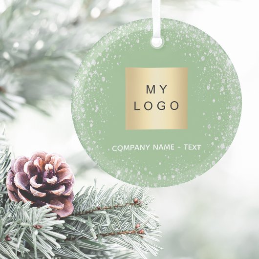 Logo der Firma "Green Silber Glitzer" Ornament Aus Glas