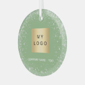 Logo der Firma "Green Silber Glitzer" Ornament Aus Glas (Vorderseite links)