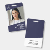Logo der Firma in Marineblau Mitarbeiter-ID Ausweis (Vorder- & Rückseite)