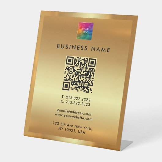 Logo der Firma QR Code Gold Außenmarke Sockelschild (Vorderseite)