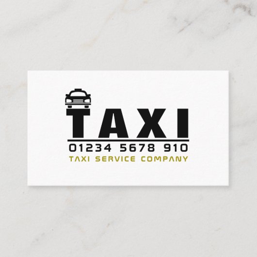 Logo der Firma Taxi, Preisliste Visitenkarte (Vorderseite)