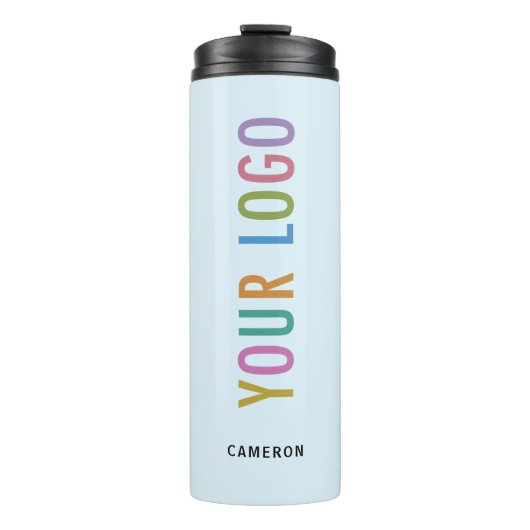 Logo der hellblauen Flaschenfirma 12 oz Thermosbecher (Vorderseite)