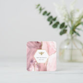 Logo der Honigbiene auf rosa Age Quadratische Visitenkarte (Stehend Vorderseite)