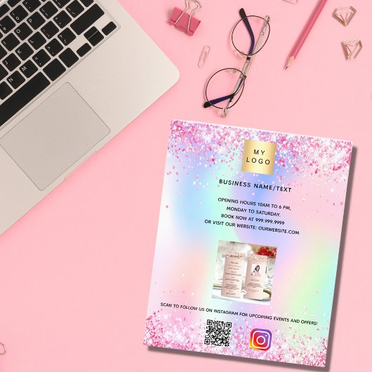 Logo der Konditorei-Bäckerei holografischer qr-Cod Flyer