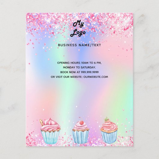 Logo der Konditorei-Bäckerei holografischer qr-Cod Flyer (Vorne)