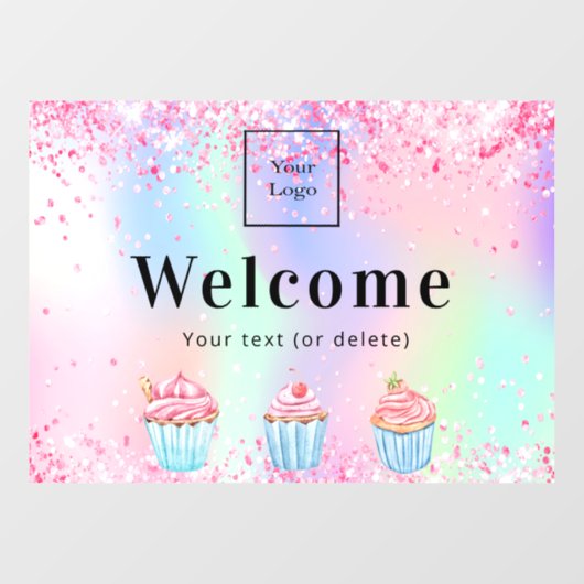 Logo der Konditorei zur Begrüßung holografisch Fensteraufkleber (Blatt)