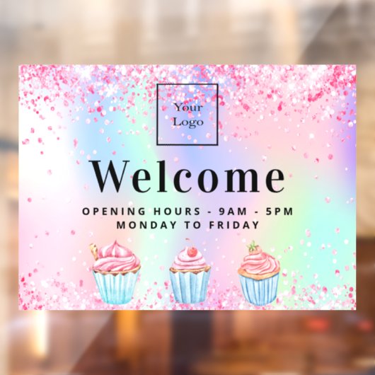 Logo der Konditorei zur Begrüßung holografisch Fensteraufkleber (Blatt 2)