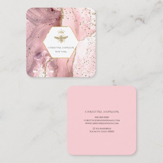 Logo der Königin auf rosa Age Quadratische Visitenkarte (Vorne/Hinten)