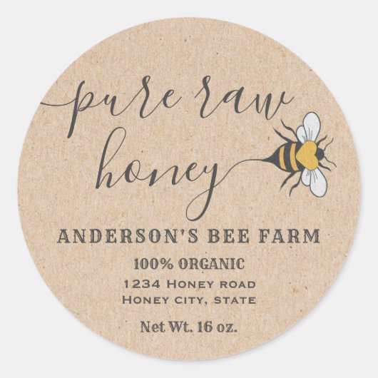 Logo der Kraft Bee-Schrift Reinharter Honigkleber Runder Aufkleber (Vorderseite)