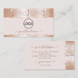 Logo der Luxus-Rose Coral Verziert Sparkle Diamond Visitenkarte