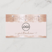 Logo der Luxus-Rose Coral Verziert Sparkle Diamond Visitenkarte (Vorderseite)