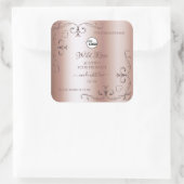 Logo der Luxus-Rose Golden Verziert Product Labels Quadratischer Aufkleber (Tasche)