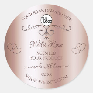 Logo der Luxus-Rose Golden Verziert Product Labels Runder Aufkleber