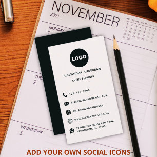 Logo der Minimalistischen Schwarz-weißen Social-Me Visitenkarte