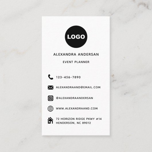 Logo der Minimalistischen Schwarz-weißen Social-Me Visitenkarte (Vorderseite)