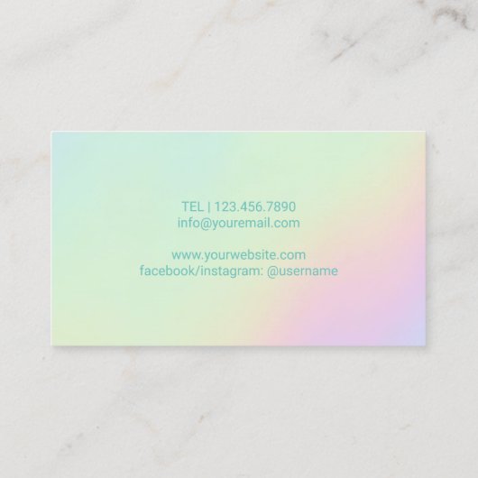 Logo der Pastel Holographic Yoga Instructor Tree Visitenkarte (Rückseite)
