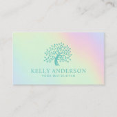 Logo der Pastel Holographic Yoga Instructor Tree Visitenkarte (Vorderseite)