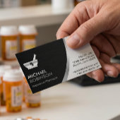 Logo der Pharmazie - Modernes Schwarzes Silber Magnetische Visitenkarte