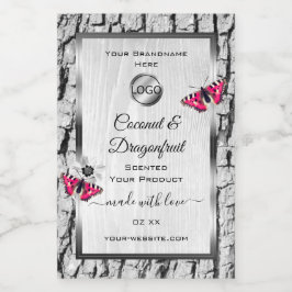 Logo der Produktmarken für die Rosa-Schmetterling- Lebensmitteletikett