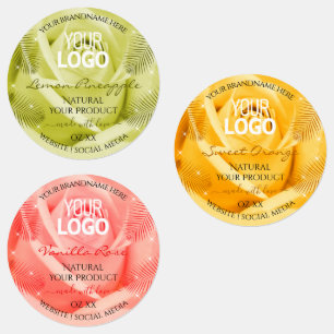 Logo der Rose Blume Gelb-orange-pinke Produktmarke Etiketten